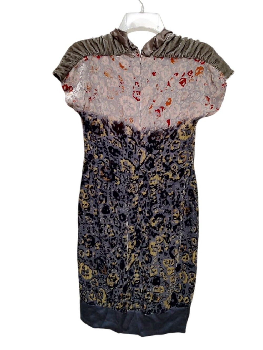 ETRO Velvet Silk Dress Designer Runway Leopard Print